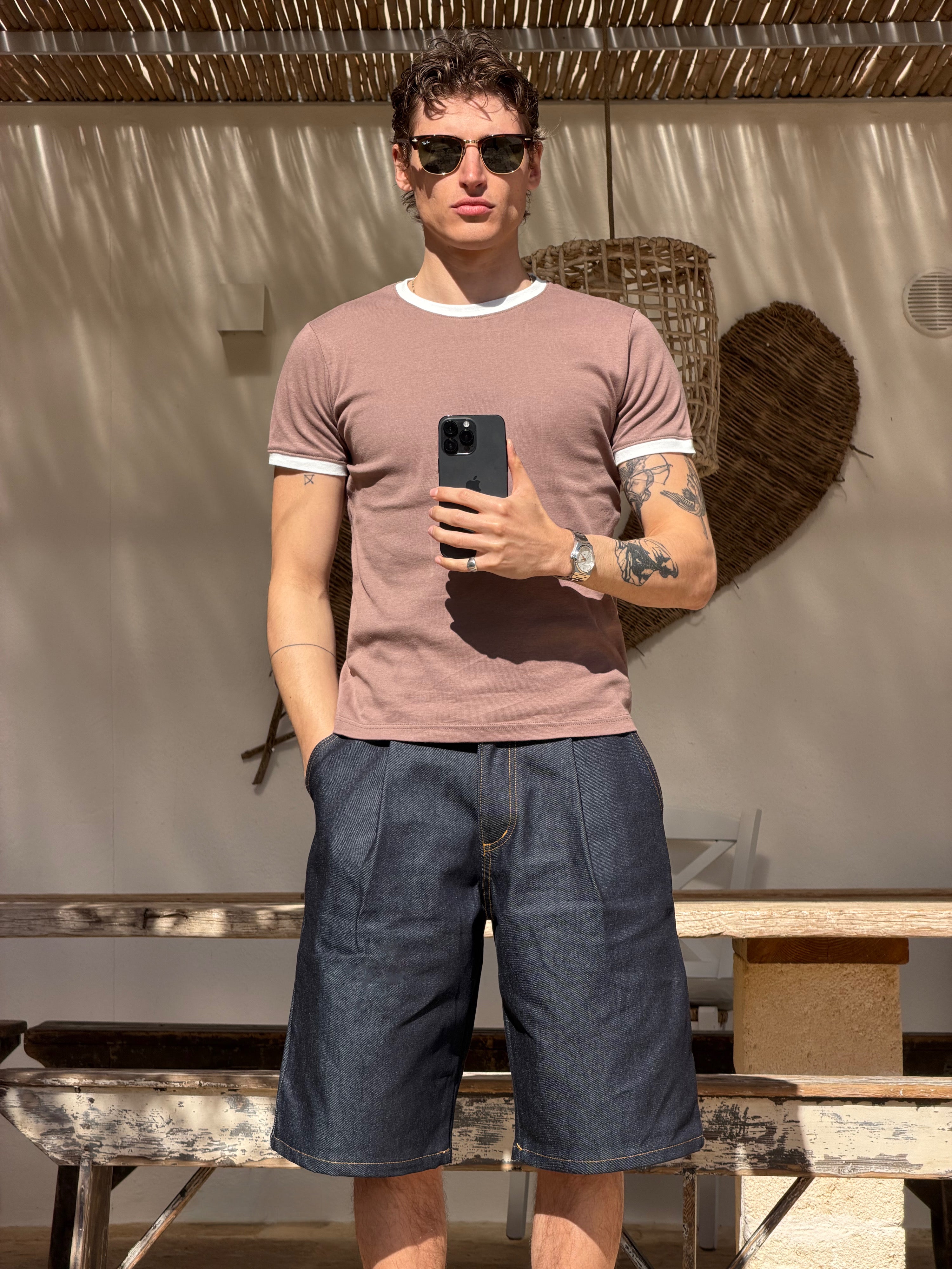 Ringer Tee Pack - Taupe/White