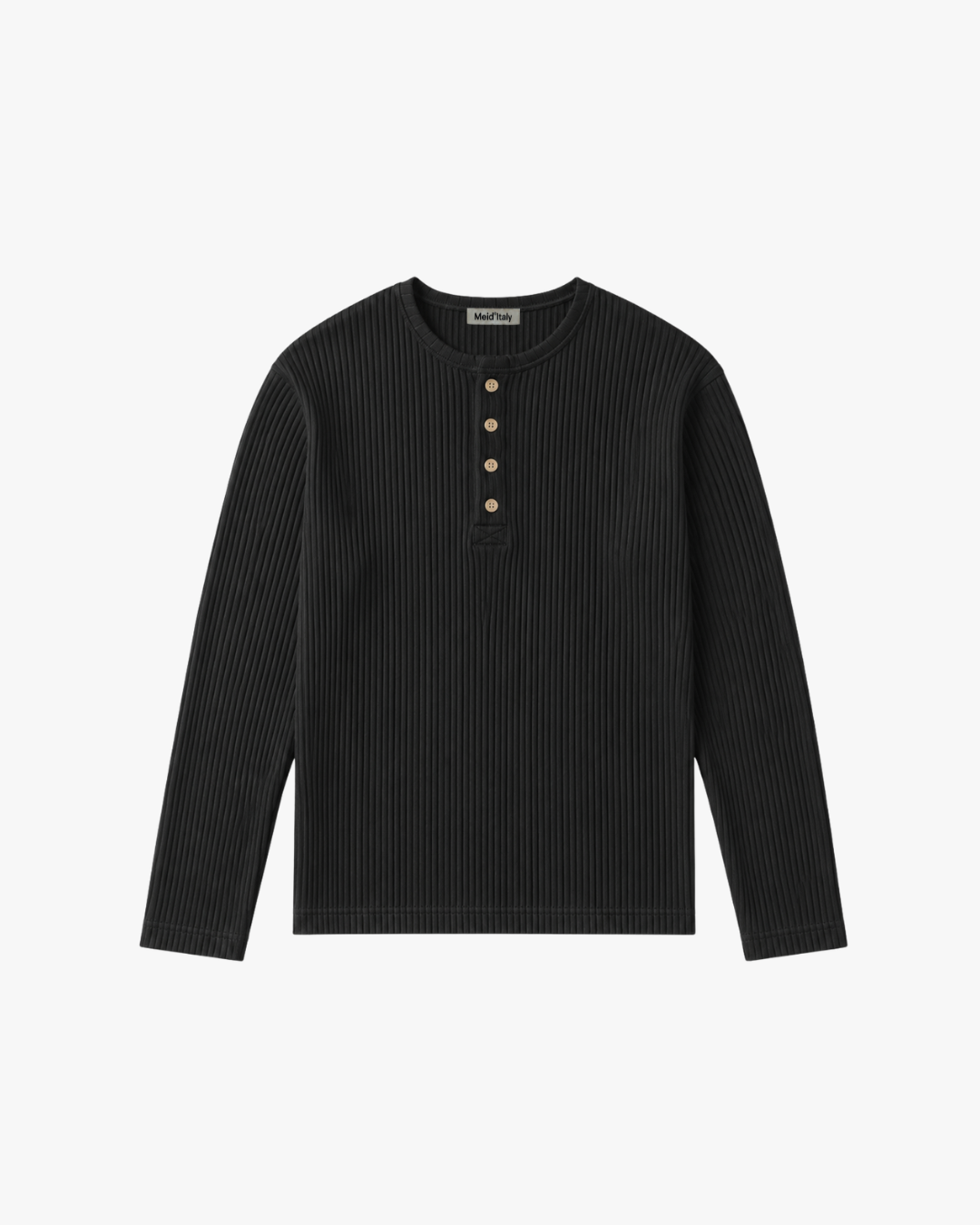 Henley Ribbed Knit Black