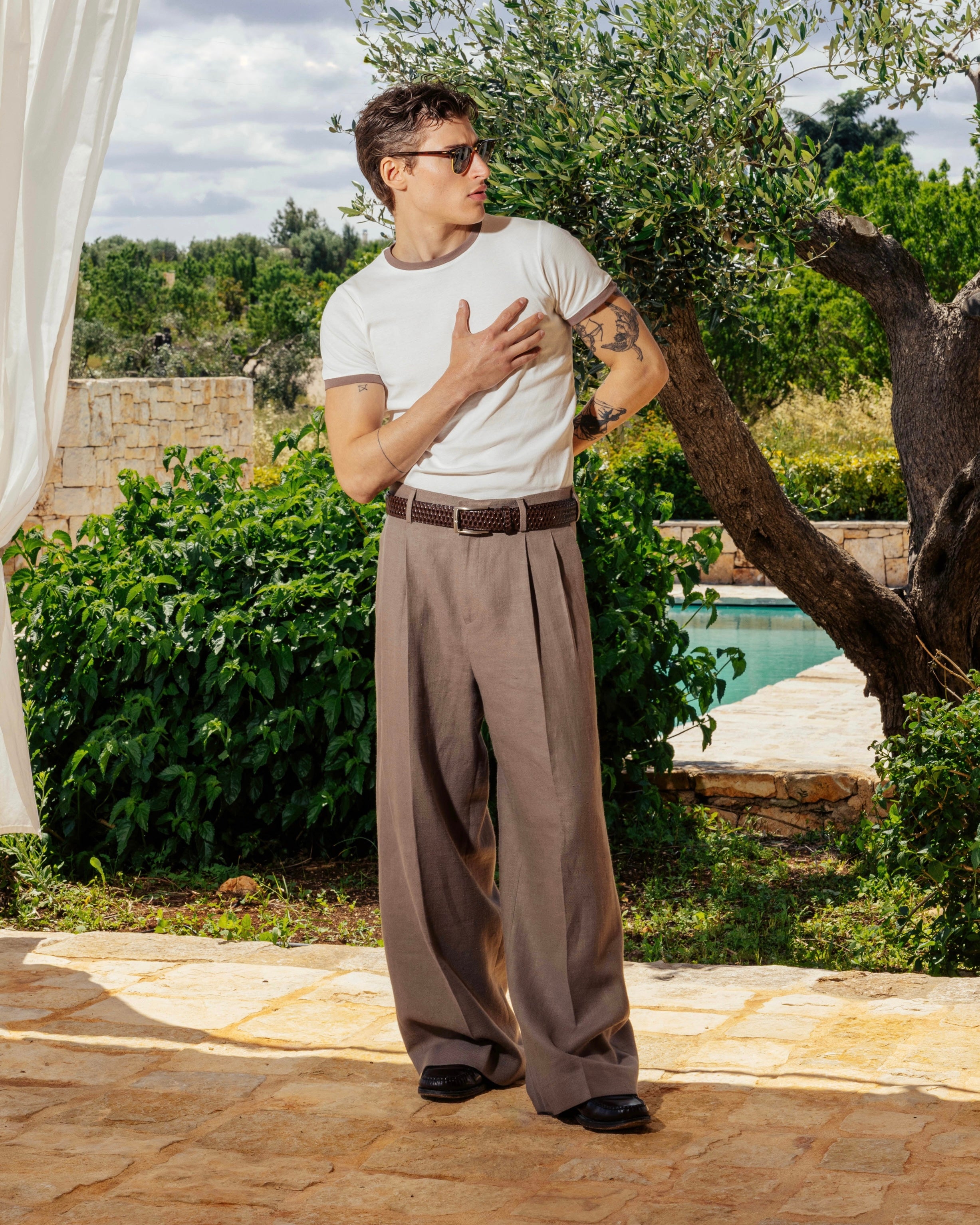 Ringer Tee Pack - Taupe/White