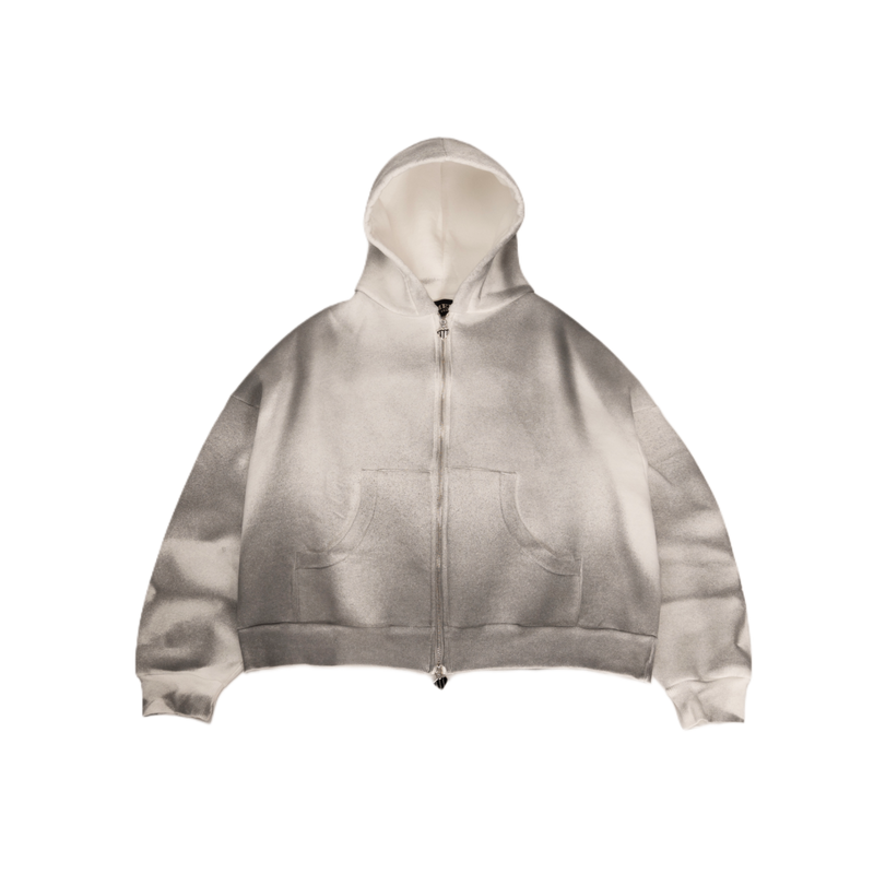 Dirty Zip Hoodie - White Cement