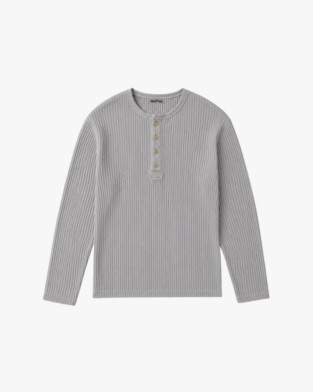 Henley Ribbed Knit Grey