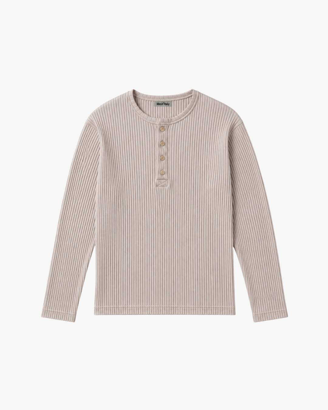 Henley Ribbed Knit Taupe