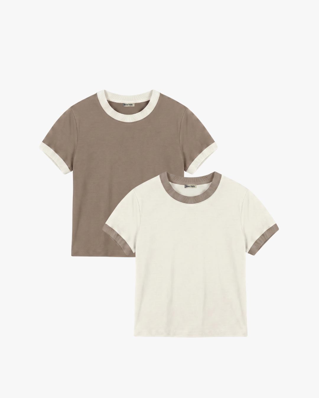 Ringer Tee Pack - Taupe/White