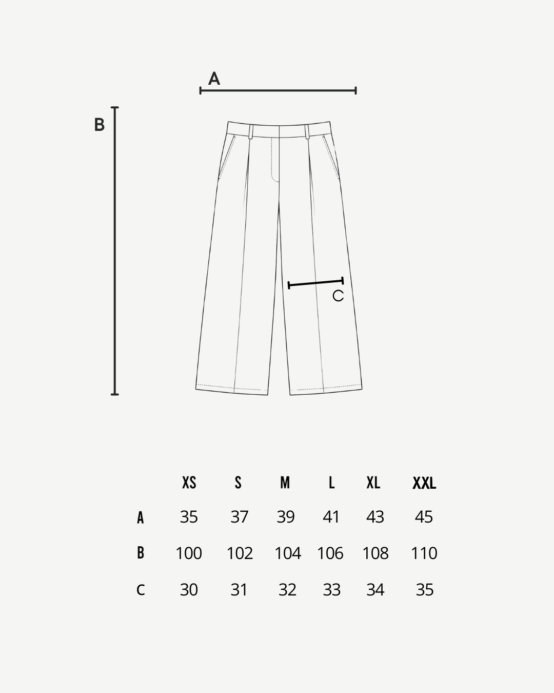 Ramiè Sartorial Pant - Black - Guida alle taglie